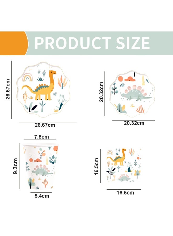 Home Smart Dinosaur Series Dessert Plates (8" & 10.5"), Cups (9oz, 8 Pcs), Napkins (6.5" x 6.5", 16 Pcs) - Elegant Dinosaur Series Set for Parties, Gatherings, Birthday and Special Occasions - Image 2